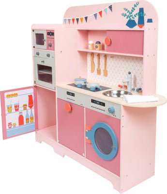 Retro Pink Wooden Play Kitchen with Appliances - Heirloom Hall