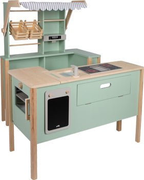 Sage Wooden Market Stall – Modular “Fresh” Play Store - Heirloom Hall