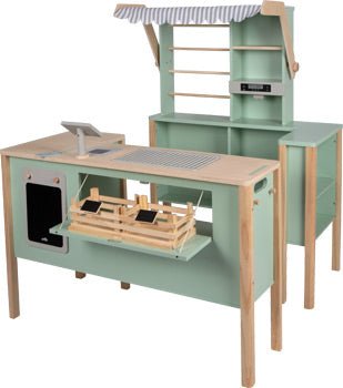 Sage Wooden Market Stall – Modular “Fresh” Play Store - Heirloom Hall