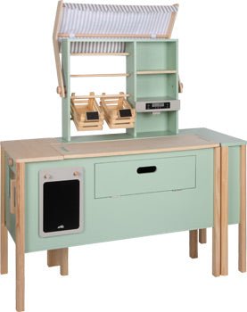 Sage Wooden Market Stall – Modular “Fresh” Play Store - Heirloom Hall