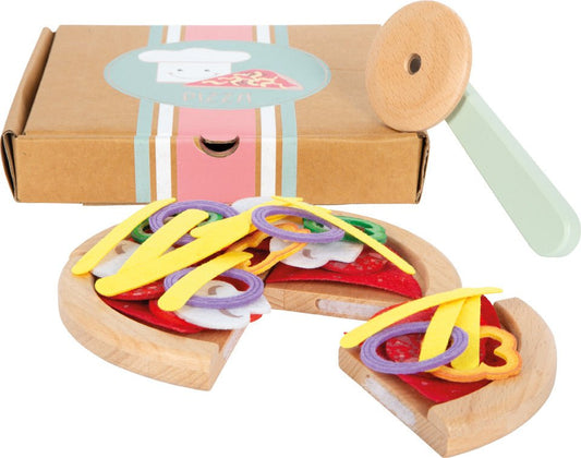 Wooden Cuttable Pizza Set with Felt Toppings - Heirloom Hall